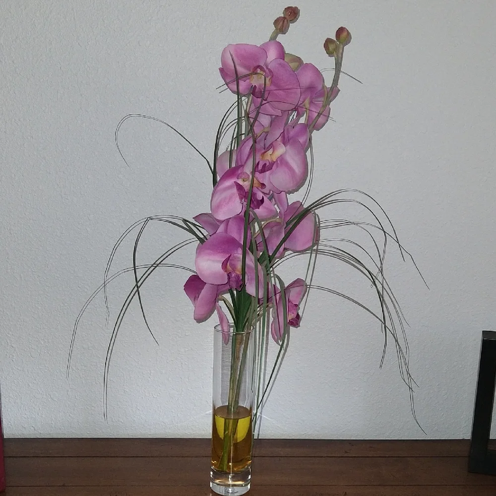 Home Essentials Pink and Green Faux Orchid Floral Accents